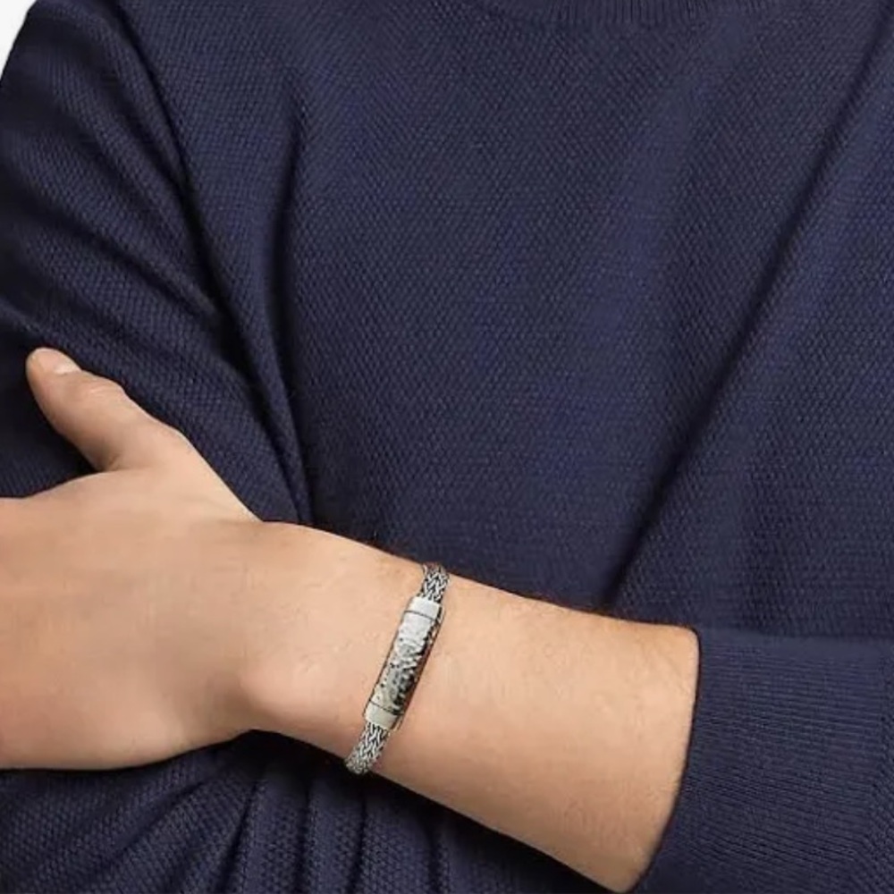 John Hardy Hammered Sterling Silver Chain Bracelet Size L Unisex